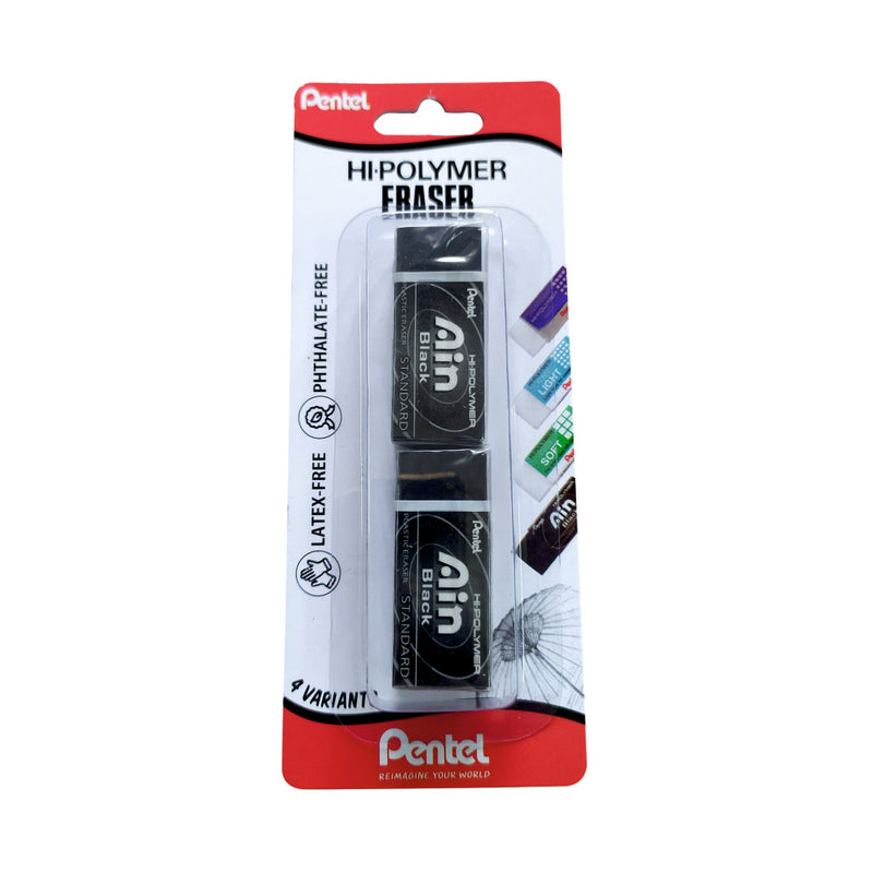 PENTEL ZEAH06 HI-POLYMER ERASER BLACK SMALL - 2PC