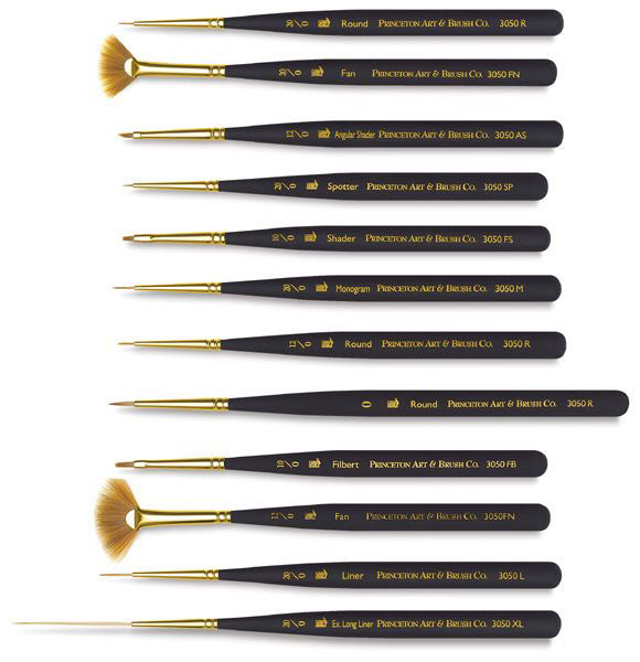 Princeton Mini-Detailer Short Handle Paintbrush Set (12 x Brushes)