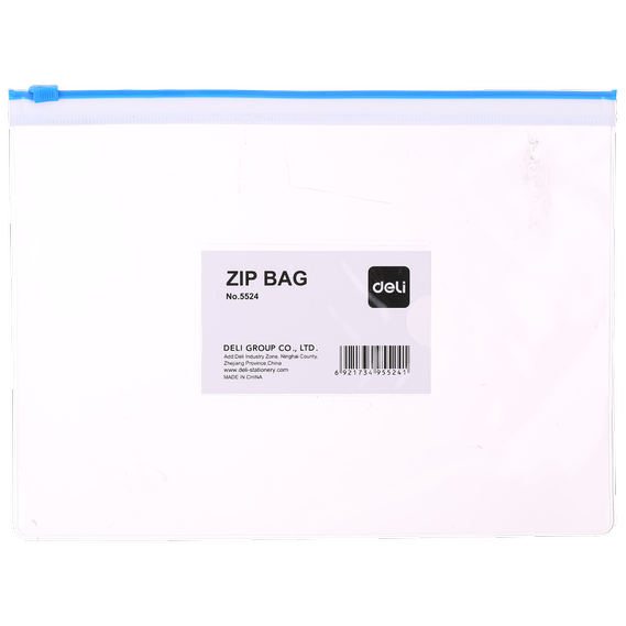 Deli W5524 PVC View Zip Bag A5 (Assorted, Pack of 2)