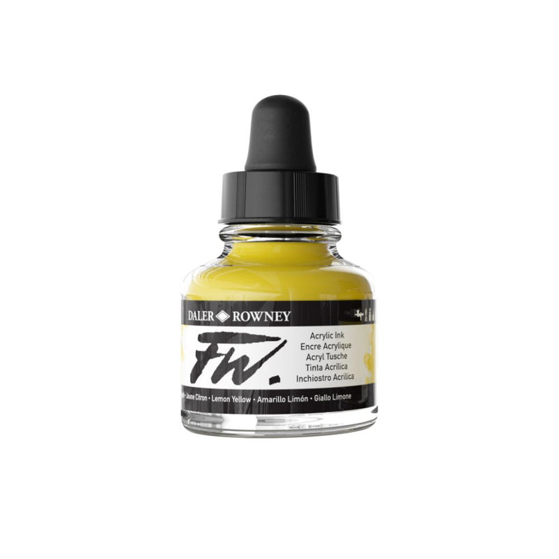 Daler-Rowney FW Acrylic Ink Bottle (29.5ml, Lemon Yellow-651), Pack of 1