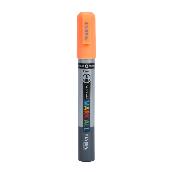 Lyra Graduate Mark All 2.0mm Permanent Art Marker (Neon Orange, Pack of 6)