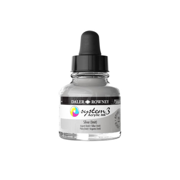 Daler-Rowney System3 Acrylic Colour Ink Bottle (29.5ml, Silver Imit-702), Pack of 1