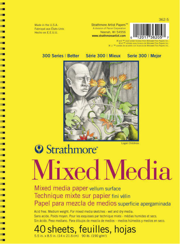 STRATHMORE 300 SERIES MIXED MEDIA PAD 5.5X8.5 40 Sheets  GSM-190 SIZE-13.97 x 21.59 cm