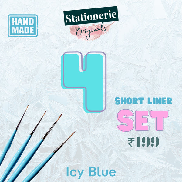 Stationerie Handcrafted Signature Synthetic Round Liner Set Of 4 Icy Blue Edition (Short Bristle)