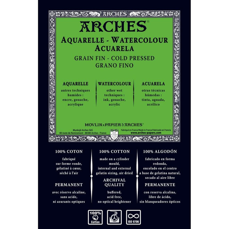 Arches Watercolour 640 GSM Cold Pressed Natural White 101.6 x 152.4 cm Paper Sheets, 5 Sheets