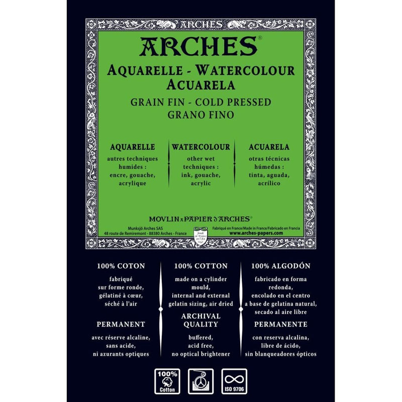 Arches Watercolour 640 GSM Rough Natural White 101.6 x 152.4 cm Paper Sheets, 5 Sheets