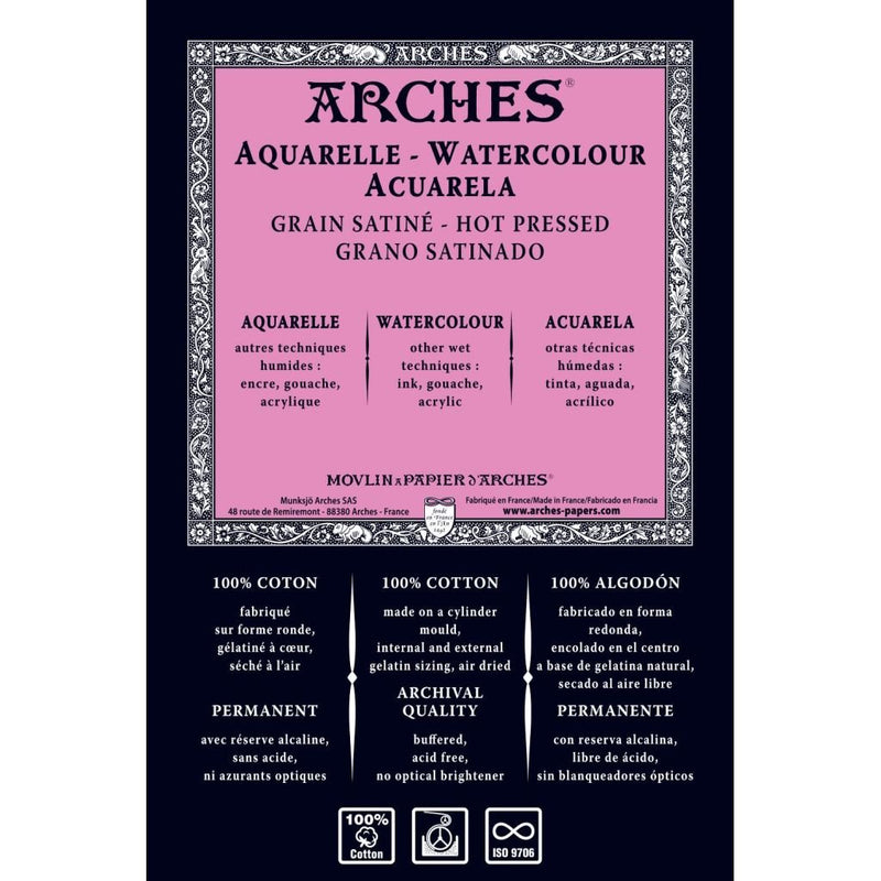 Arches Watercolour 640 GSM Hot Pressed Natural White Imperial Size (56 x76 cm OR 22 x29.9 inches) Paper Sheets, 5 Sheets