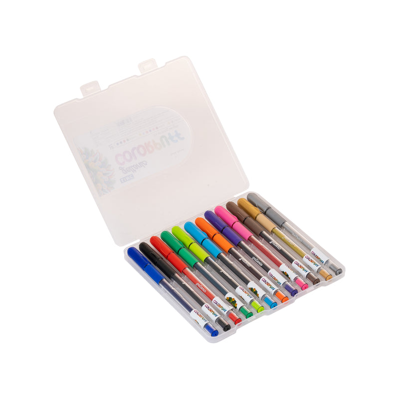 Linc Geltonic Colorpuff Gel Pen (0.6mm Tip, Assorted, Pack of 12)