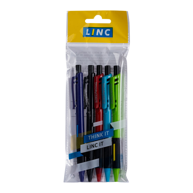 Linc Glycer 0.6mm Ball Pen (Black Ink, 5 Pcs Pouch, Pack of 2)