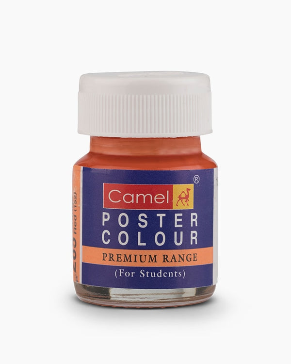 Camel Premium Poster Colour Individual bottle of Orange Red in 15 ml, (Pack of 2)
