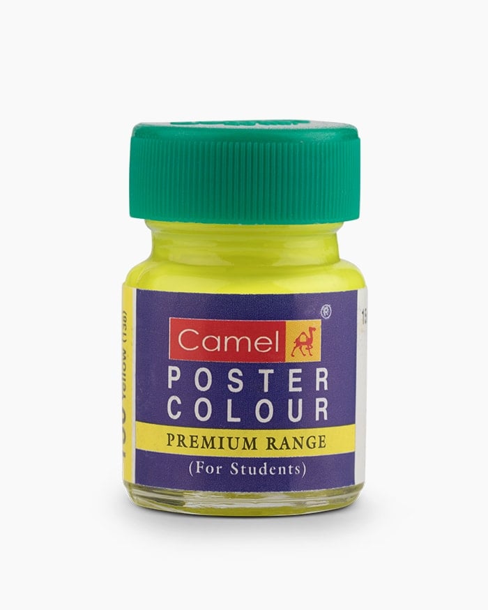 Camel Premium Poster Colour Individual bottle of Fluorescent Yellow in 15 ml (Pack of 2)