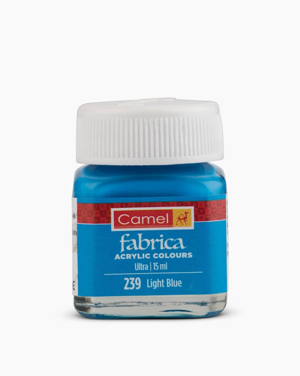 Camel Fabrica Acrylic Colours Individual bottle of Light Blue in 15 ml, Ultra range (Pack of 2)
