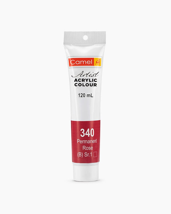 Camel Artist Acrylic Colour Individual tube of Permanent Rose in 120 ml