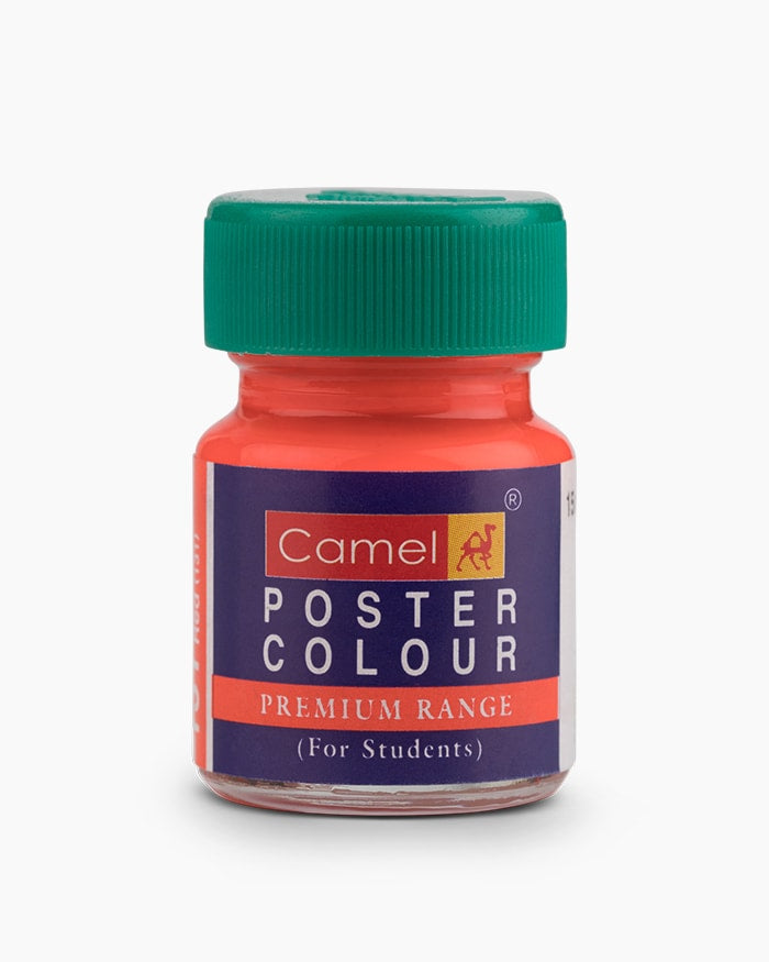 Camel Premium Poster Colour Individual bottle of Fluorescent Red in 15 ml (Pack of 2)