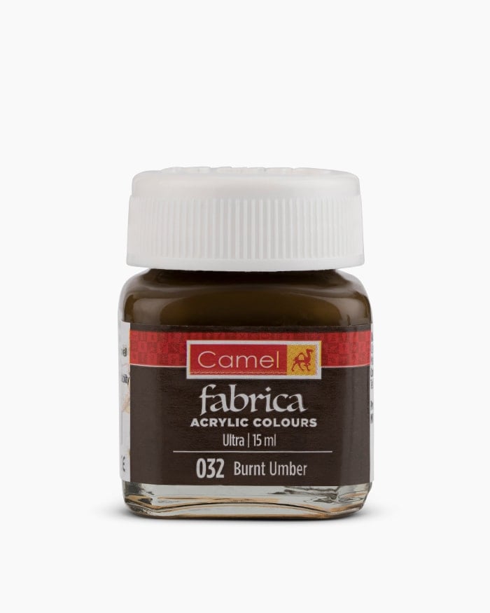 Camel Fabrica Acrylic Colours Individual bottle of Burnt Umber in 15 ml, Ultra range (Pack of 2)