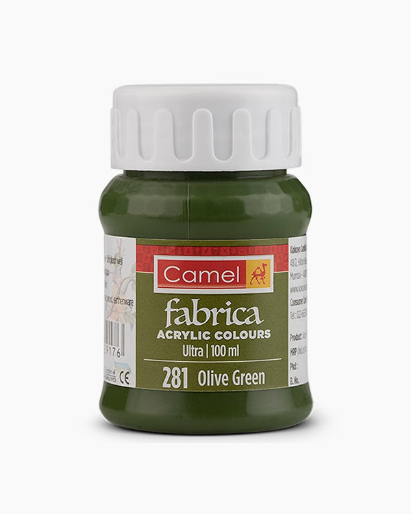 Camel Fabrica Acrylic Colours Individual bottle of Olive Green in 100 ml, Ultra range