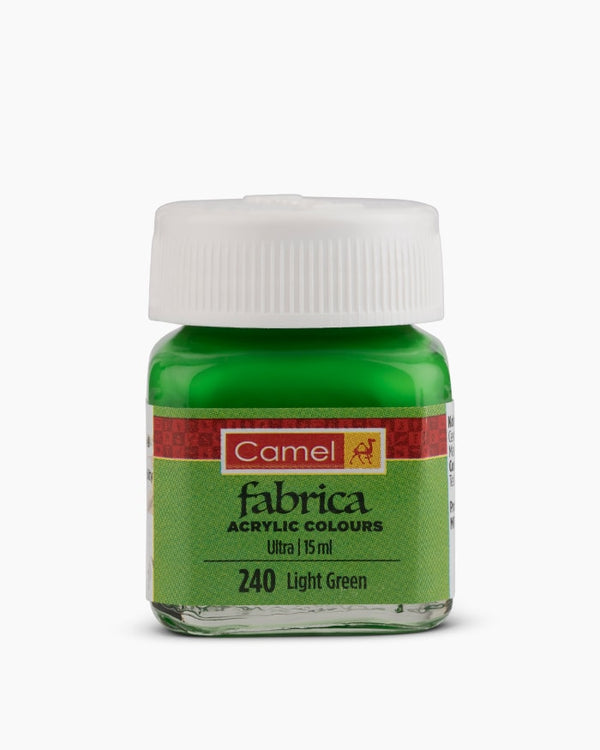 Camel Fabrica Acrylic Colours Individual bottle of Light Green in 15 ml, Ultra range (Pack of 2)