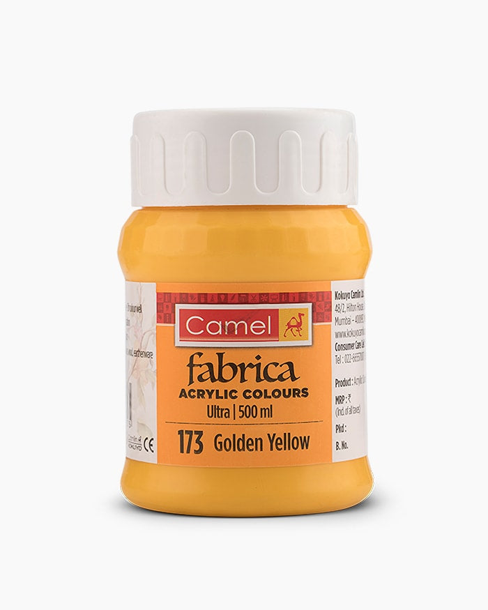 Camel Fabrica Acrylic Colours Individual bottle of Golden Yellow in 500 ml, Ultra range