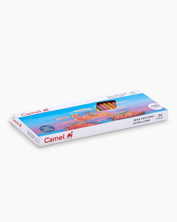 Camel Wax Crayons: Assorted Pack of 24 Shades, Extra Long, Pack of 2