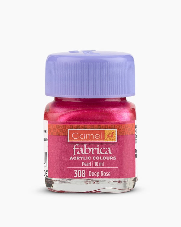 Camel Fabrica Acrylic Colours Individual bottle of Deep Rose in 10 ml, Pearl range (Pack of 2)