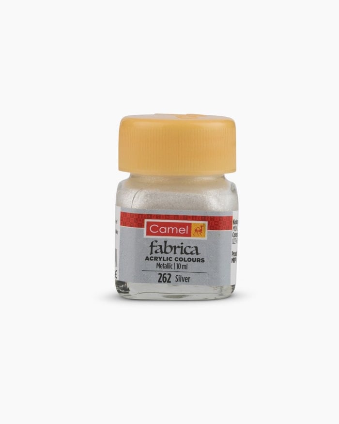 Camel Fabrica Acrylic Colours- Individual Bottle of Silver in 10ml (Metallic Range), Pack of 2