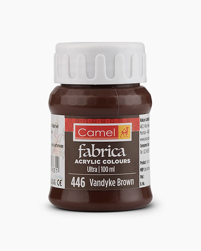 Camel Fabrica Acrylic Colours Individual bottle of Vandyke Brown in 100 ml, Ultra range