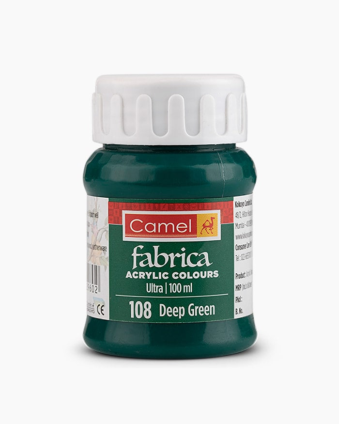 Camel Fabrica Acrylic Colours Individual bottle of Deep Green in 100 ml, Ultra range