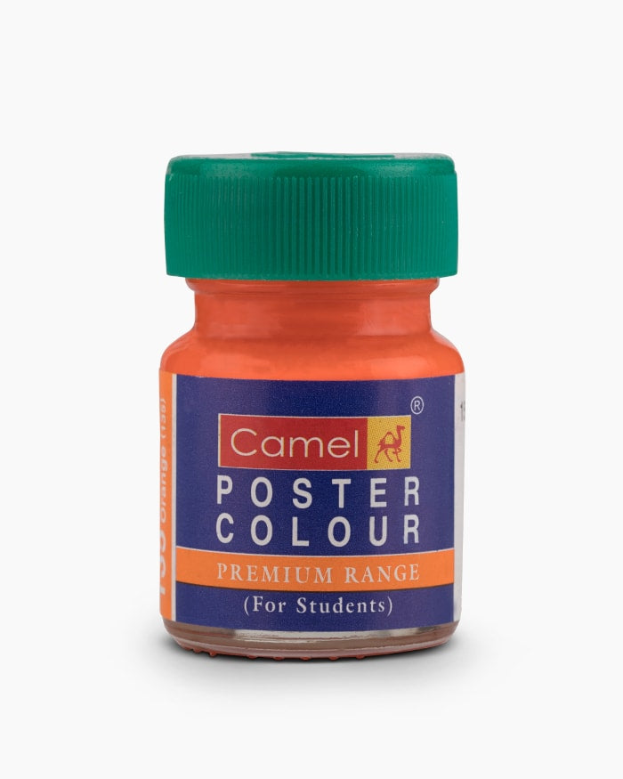 Camel Premium Poster Colour Individual bottle of Fluorescent Orange in 15 ml (Pack of 2)