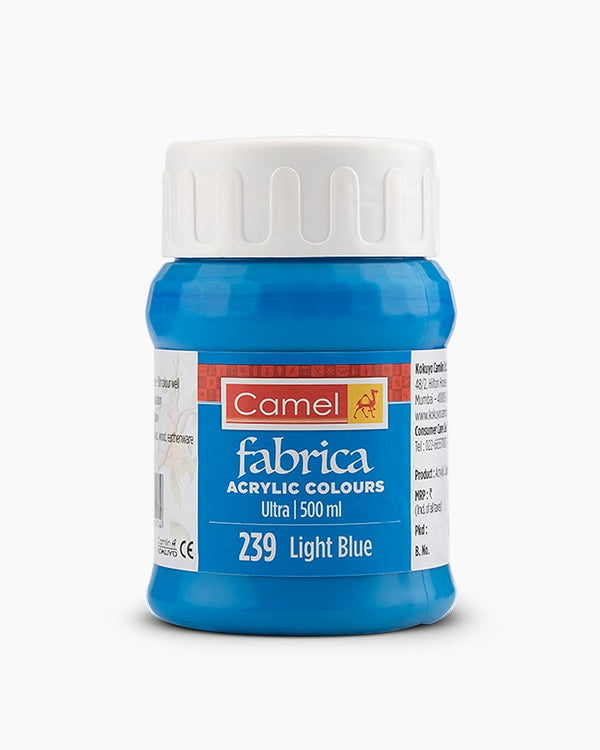Camel Fabrica Acrylic Colours Individual bottle of Light Blue in 500 ml, Ultra range