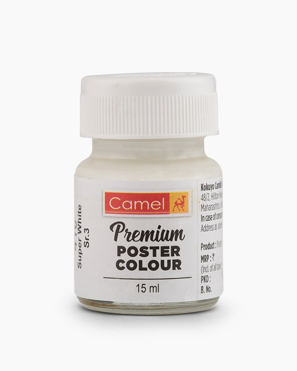 Camel Premium Poster Colour Individual bottle of Super White in 15 ml (Pack of 2)