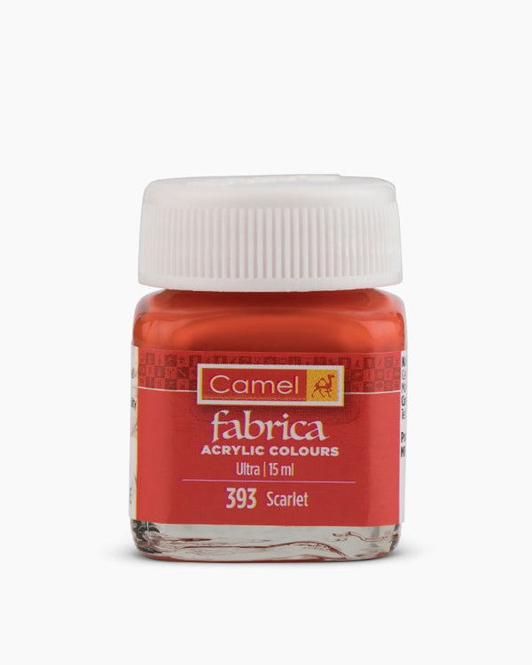 Camel Fabrica Acrylic Colours Individual bottle of Scarlet in 15 ml, Ultra range (Pack of 2)