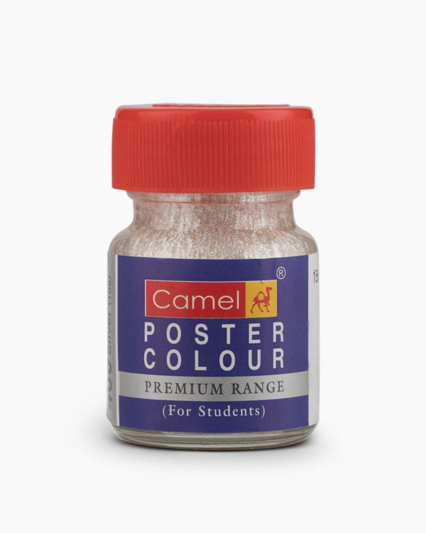 Camel Premium Poster Colour Individual bottle of Silver in 15 ml (Pack of 2)