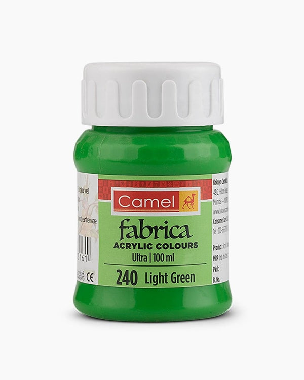 Camel Fabrica Acrylic Colours Individual bottle of Light Green in 100 ml, Ultra range