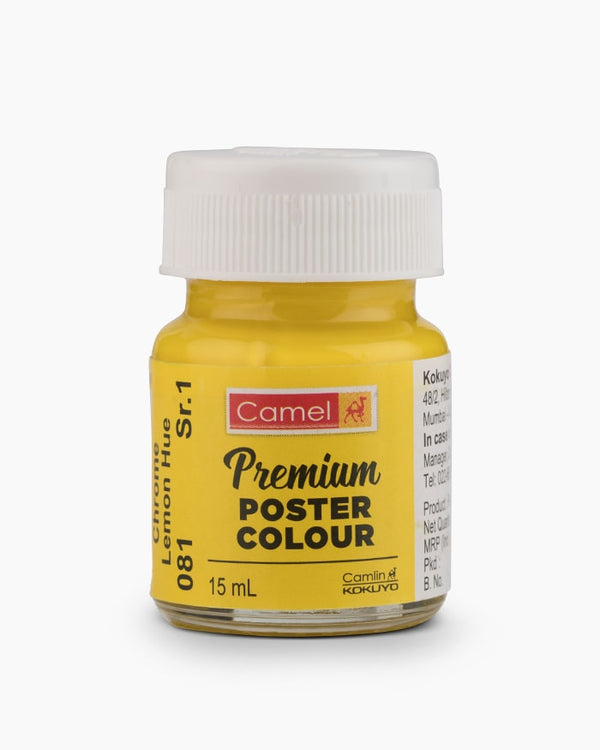 Camel Premium Poster Colour Individual bottle of Chrome Lemon Hue in 15 ml (Pack of 2)