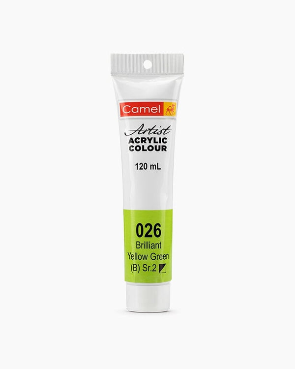 Camel Artist Acrylic Colour Individual tube of Brilliant Yellow Green in 120 ml