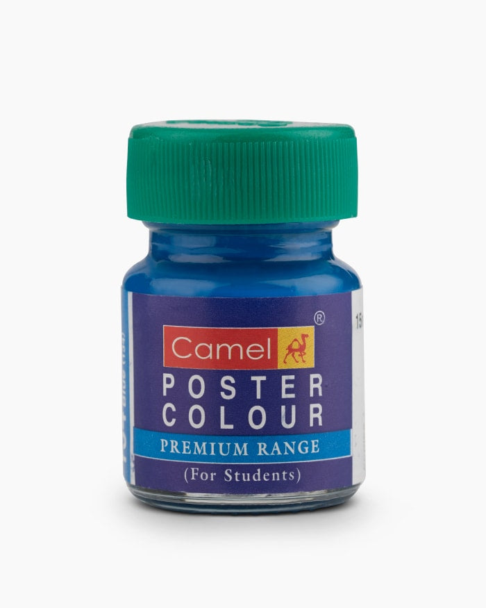 Camel Premium Poster Colour Individual bottle of Fluorescent Blue in 15 ml (Pack of 2)
