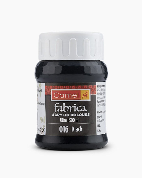 Camel Fabrica Acrylic Colours Individual bottle of Balck in 500 ml, Ultra range