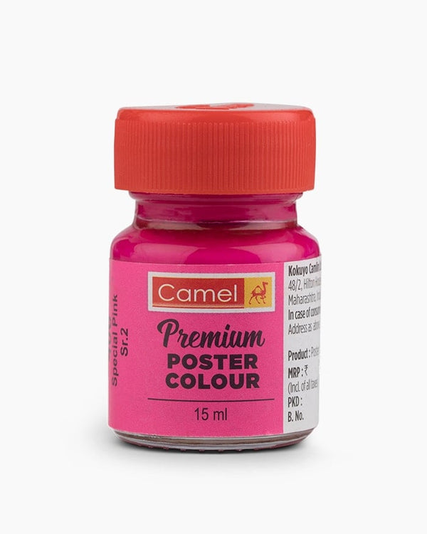 Camel Premium Poster Colour Individual bottle of Special Pink in 15 ml (Pack of 2)