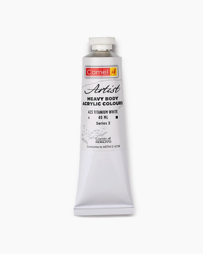 Camel Artist Heavy Body Acrylic Colour Individual tube of Titanium White in 40 ml