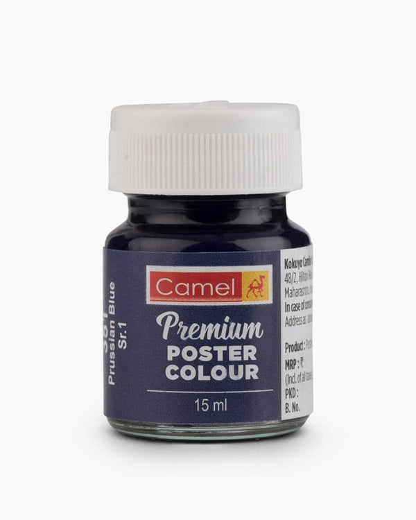 Camel Premium Poster Colour Individual bottle of Prussian Blue in 15 ml, (Pack of 2)