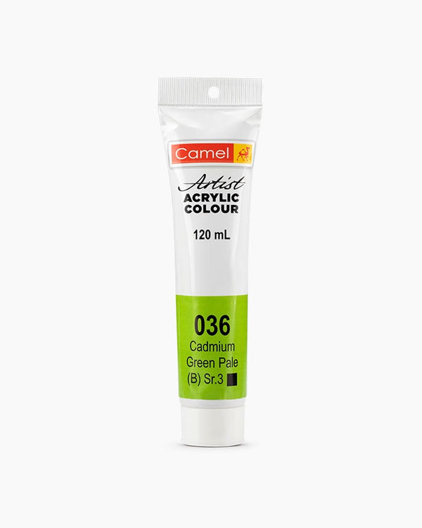 Camel Artist Acrylic Colour Individual tube of Cadmium Green Pale Hue in 120 ml