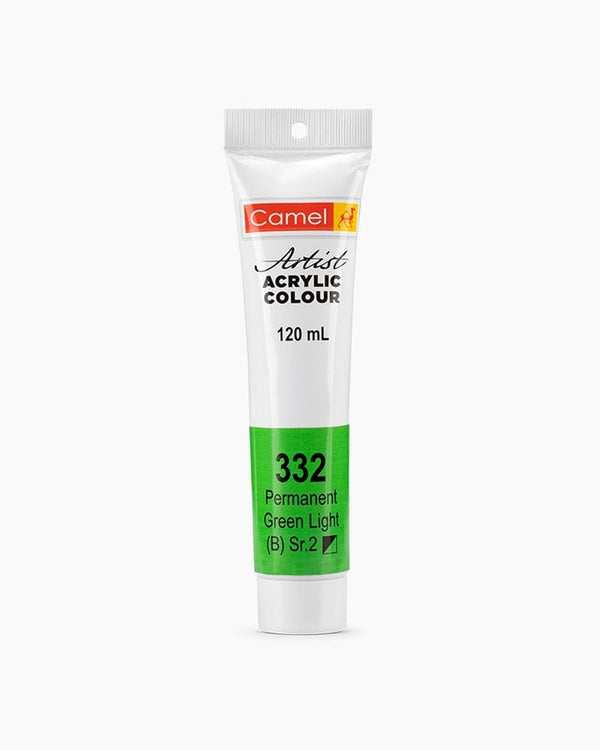 Camel Artist Acrylic Colour Individual tube of Permanent Green Light in 120 ml