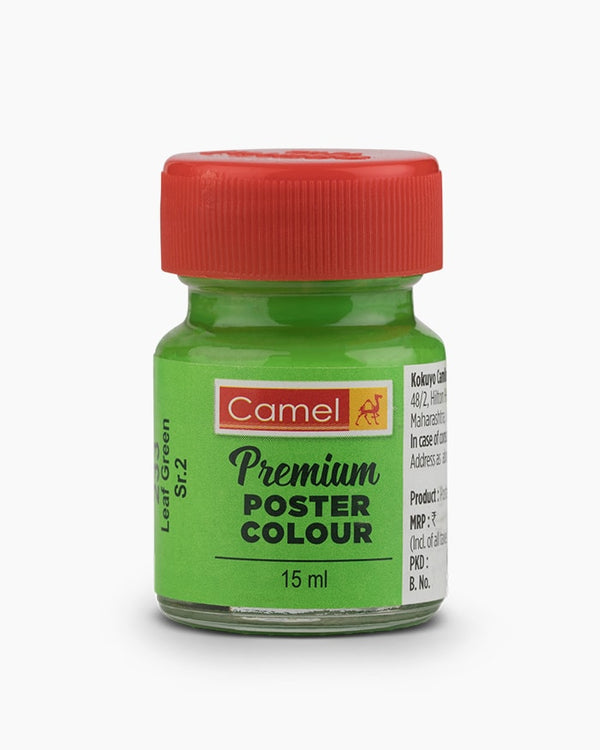 Camel Premium Poster Colour Individual bottle of Leaf Green in 15 ml (Pack of 2)