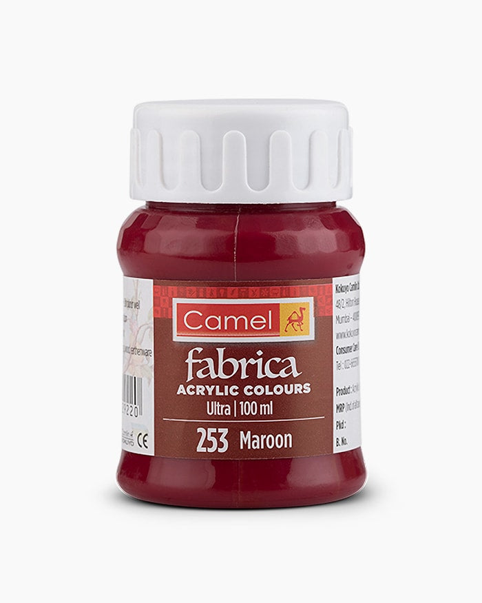Camel Fabrica Acrylic Colours Individual bottle of Maroon in 100 ml, Ultra range