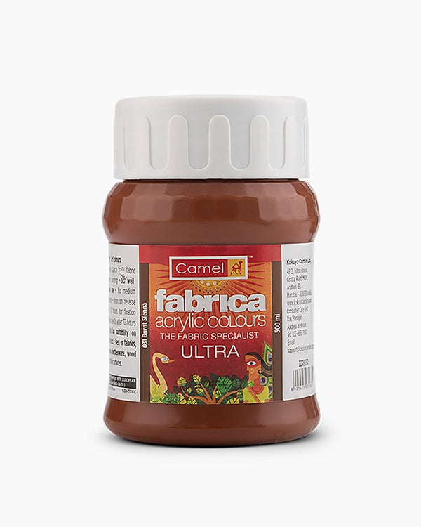Camel Fabrica Acrylic Colours Individual bottle of Burnt Sienna in 500 ml, Ultra range
