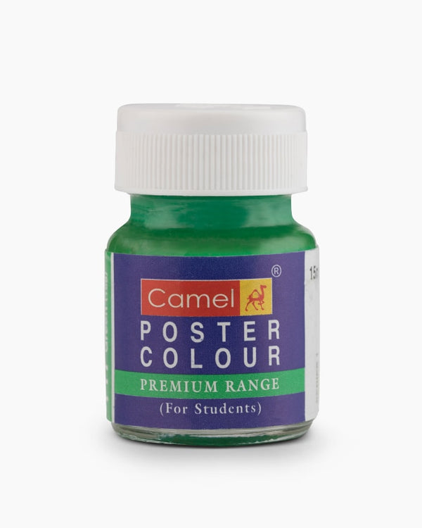 Camel Premium Poster Colour Individual bottle of Emerald Green in 15 ml (Pack of 2)