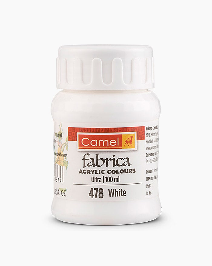 Camel Fabrica Acrylic Colours Individual bottle of White in 100 ml, Ultra range