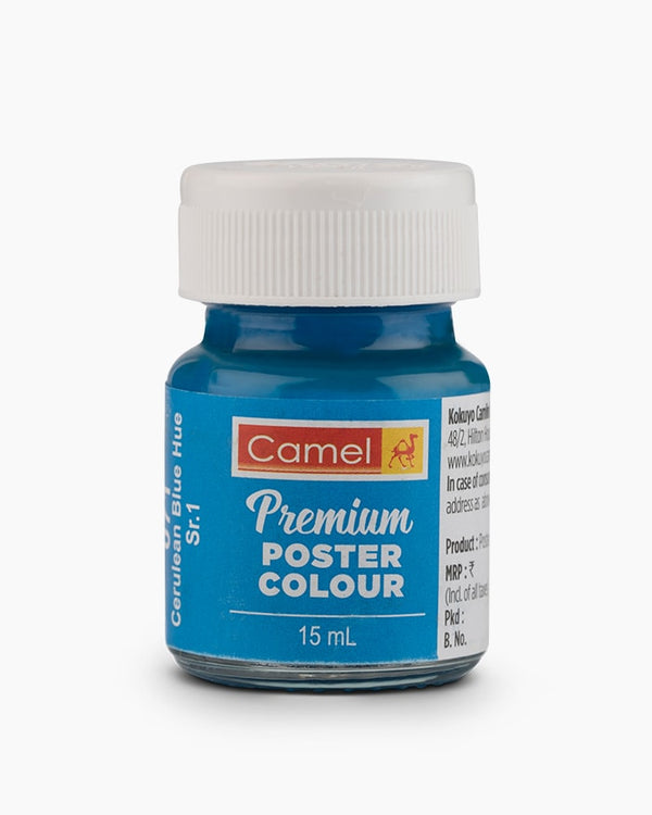 Camel Premium Poster Colour Individual bottle of Cerulean Blue Hue in 15 ml (Pack of 2)