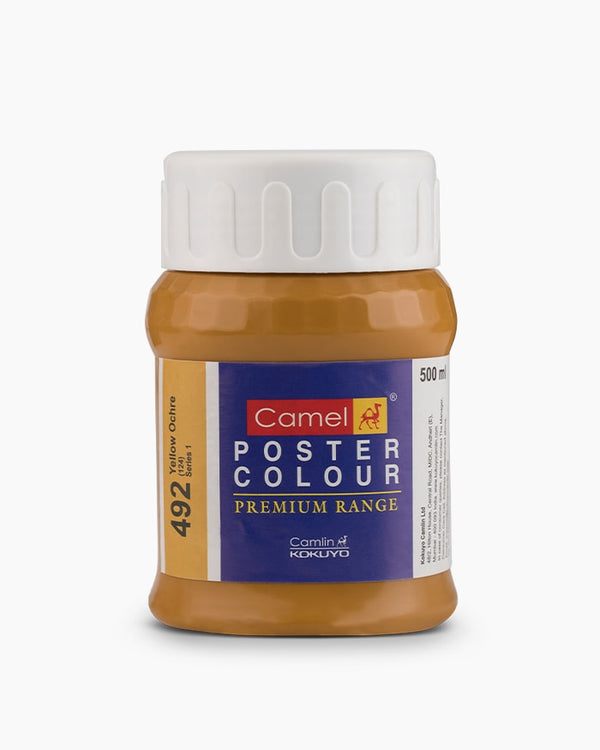 Camel Premium Poster Colour Individual bottle of Yellow Ochre in 500 ml Pack of 2