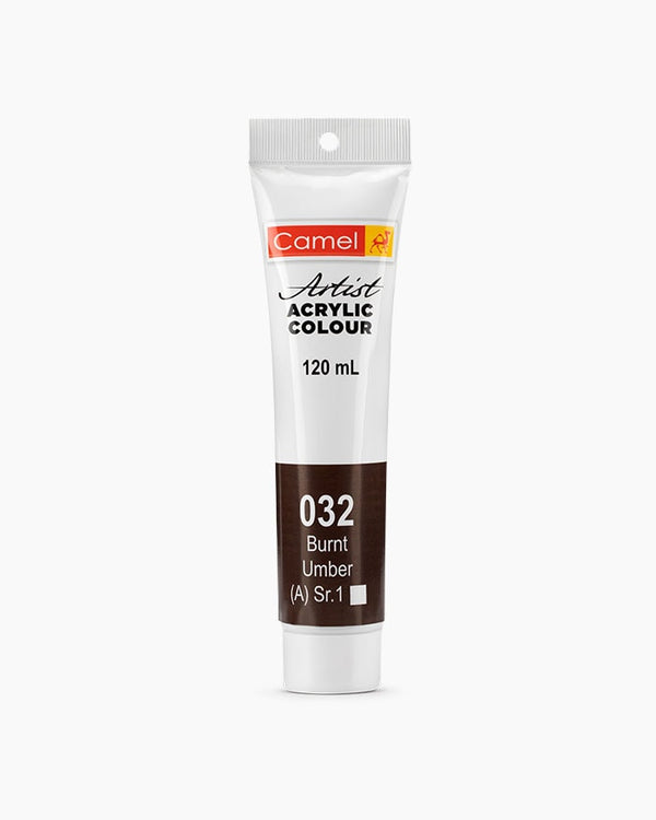 Camel Artist Acrylic Colour Individual tube of Burnt Umber in 120 ml